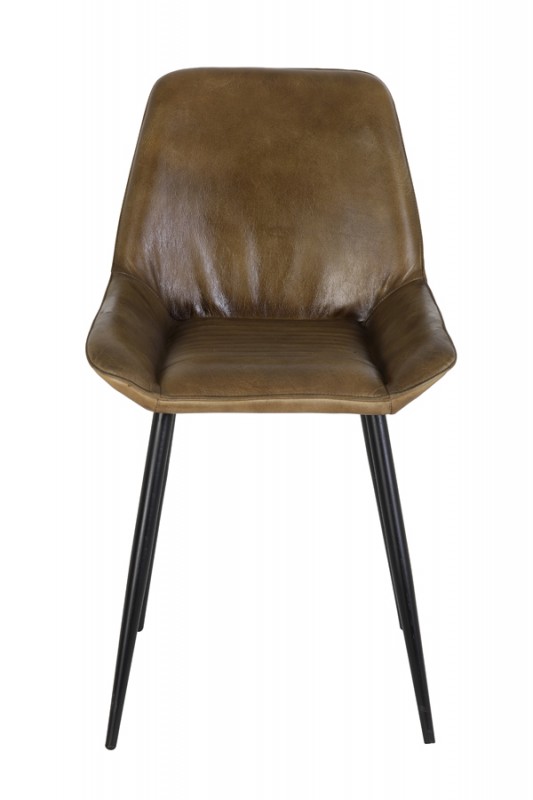 DINING CHAIR ANTIQUE BROWN LEATHER    - CHAIRS, STOOLS
